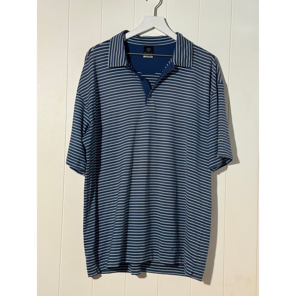 Nike Golf · XL · Dri-FIT Striped Polo Shirt  Navy/White Performance Short Sleeve
